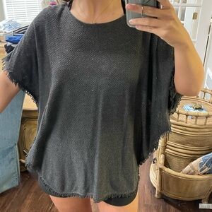 Women’s grey sweater poncho top
